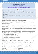 Đề kiểm tra giữa kì 1 Sinh 11 - Đề số 3 có lời giải chi tiết